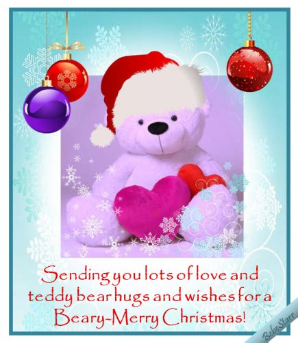 Beary Merry Christmas Free Hugs Ecards Greeting Cards 123 Greetings