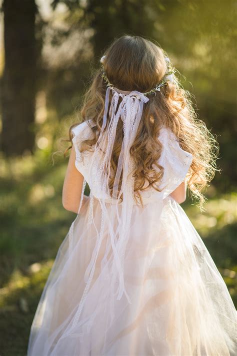 Holy Communion Headpiece With Veil White Flower Hair Wreath Etsy