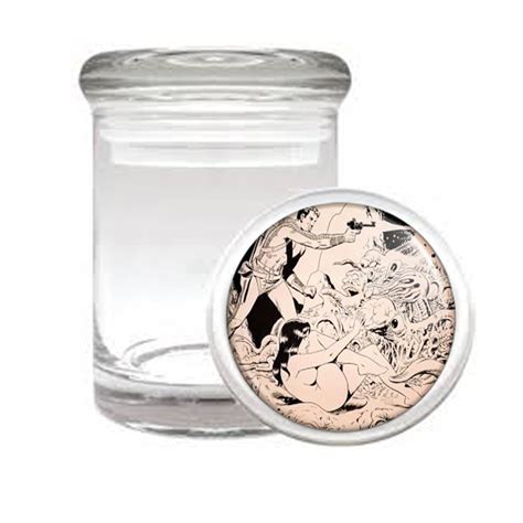 Nude Sexy Wally Wood Sci Fi Double Sided Medical Glass Jar 225 Tobacciana