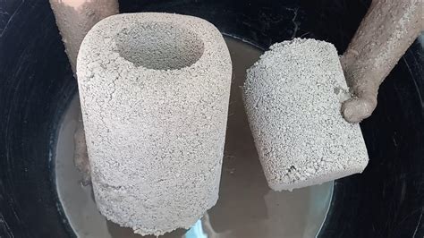 ASMR Dusty Sand Cement Cylinder Pot Crumbling In Water Dry Dipping