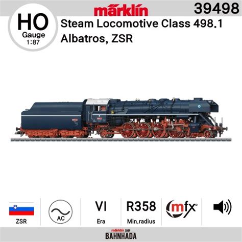 Marklin HO 39498 Steam Locomotive Class 498 1 Albatros ZSR