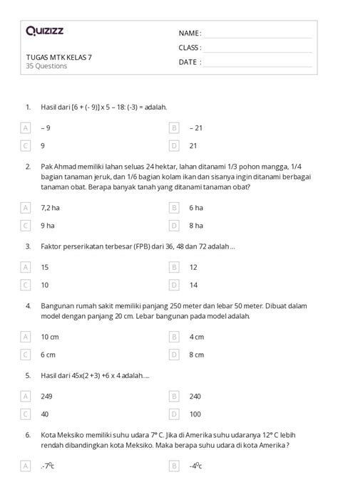 50 Lembar Kerja Pembagian Dengan Pecahan Satuan Untuk Kelas 7 Di