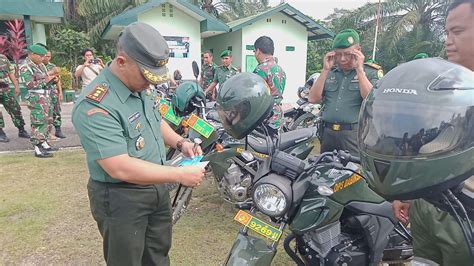 Mendadak Dandim 0420 Sarko Cek Kelengkapan Surat Kendaraan Anggotanya