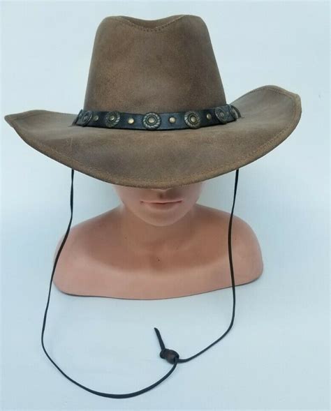 MENS HENSCHEL HAT COWBOY BROWN DISTRESSED LEATHER US Gem