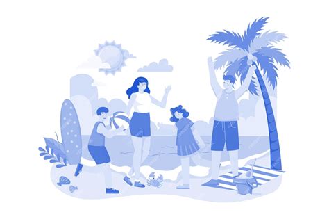 Premium Vector | Family beach vacation illustration concept on a white ...