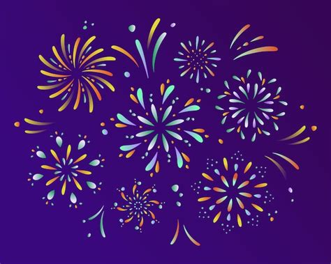 Premium Vector Festival Fireworks Explode In The Night Sky Vector