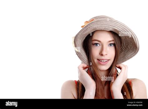 Happiness Happy Summer Woman Isolated In Studio Energetic Fres Stock