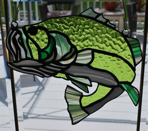 Large Mouth Bass Stained Glass Suncatcher Wall Hanging Etsy