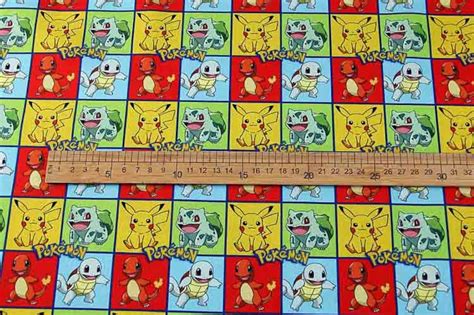 Pikachu Fabric Pokemon Pocket Monster Fabric 100 Cotton Fabric Anime