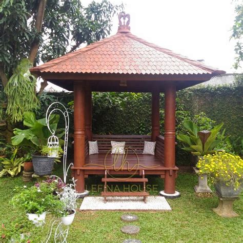 Saung Gazebo Minimalis Kayu Kelapa Lefina House Mebel Jepara