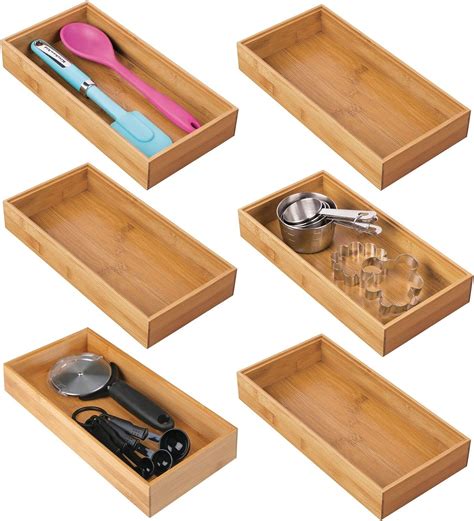 Amazon MDesign Wooden Bamboo Drawer Organizer 12 Long Stackable