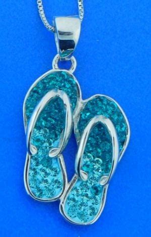 Flip Flop Swarovski Crystal Pendant Sterling Silver Island Sun