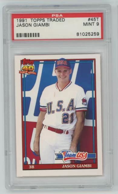 1991 TOPPS ÉCHANGÉ Jason Giambi Psa Comme Neuf Recrue Usa 45T EUR 15