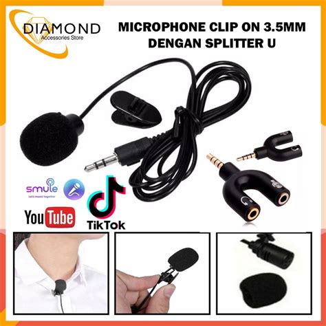 Jual Mic Vlog Clip On Microphone Microfon Klip Smule Sing Video