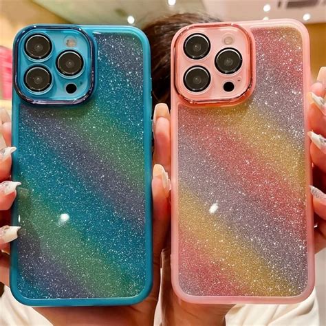 Rainbow Glitter Case For Iphone 15 14 13 12pro Max 15plus 14plus 13mini