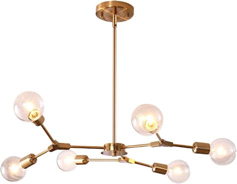 Kco Lighting Modern Sputnik Chandelier Brushed Brass Hanging Lamp