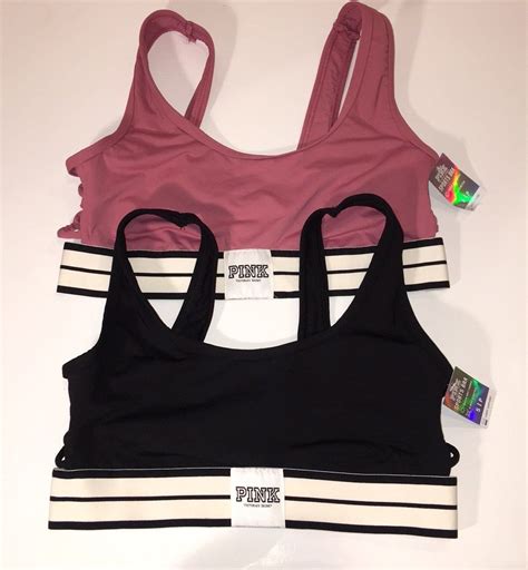 VS Pink Strappy Sport Bras 2 Small New On Mercari Pink Sports Bra