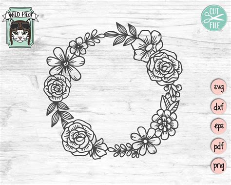 Wreath Svg File Flower Wreath Svg Floral Wreath Clipart Monogram