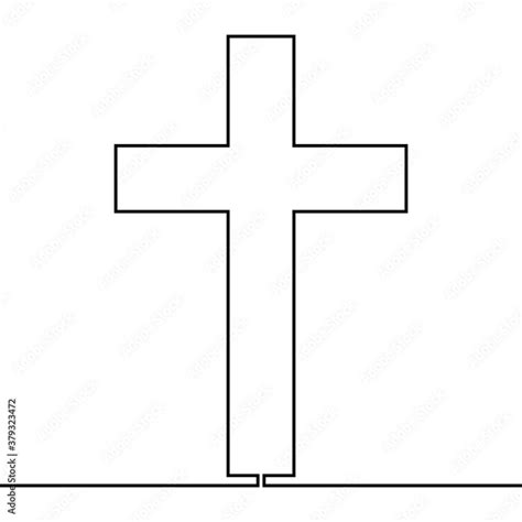 Continuous Line Drawing Cross Christianity Concept Stock Vector Adobe