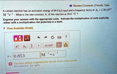 SOLVED Texts Review Constants Periodic Table A Certain Reaction