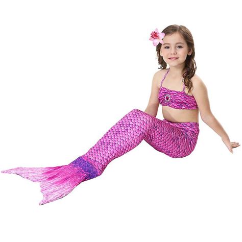 Barn Mermaid Tail Bikini Set Baddräkt för badkläder 428a Fyndiq