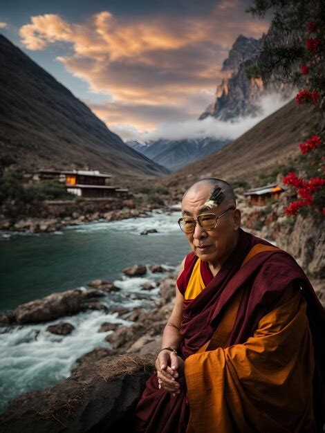 Premium AI Image | Dalai Lama biography Tibetan spiritual leader Dalai ...