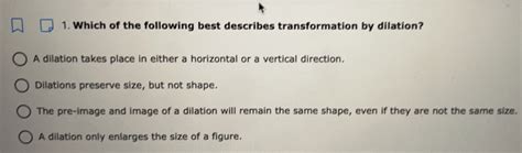 Solved Which Of The Following Best Describes Transformation By