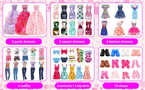 Barwa Pcs Doll Accessories Fashion Dresses Party Gowns Outfits Swimsuits Bikini