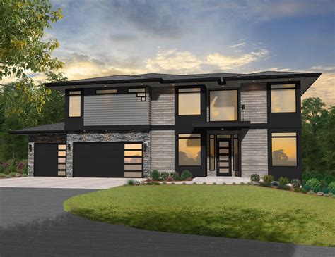 Soar House Plan | Modern Hip Roof 4 BD Bonus 3 Car Home Design - MM-3310