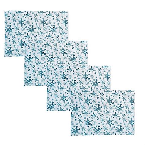 Lintex Frozen Blue Snowflakes Cotton Christmas Fabric Placemats Blue