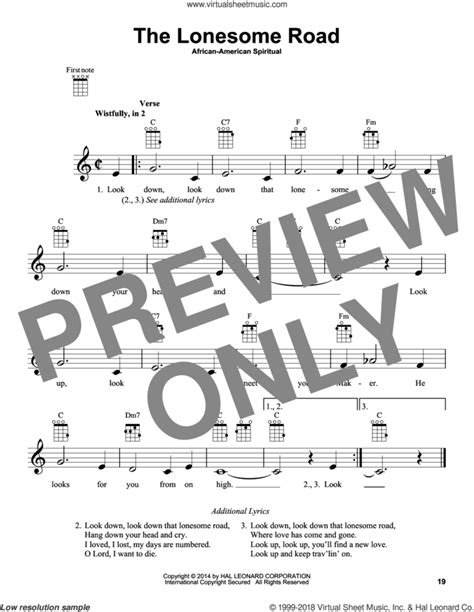 The Lonesome Road Sheet Music For Ukulele Pdf Interactive