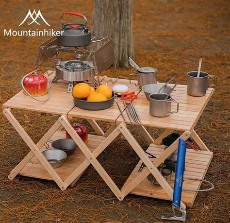 Mountainhiker In Camping Folding Coffee Table Portable Wood Glamping