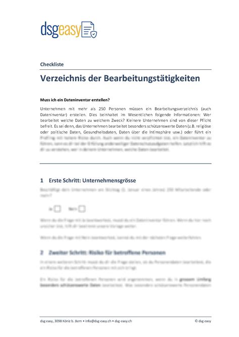 Dateninventar Dsg Easy Datenschutzgesetz Schweiz