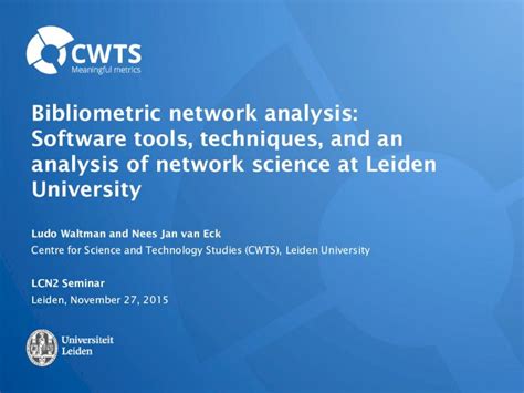 Pdf Bibliometric Network Analysis Software Tools Techniques And An