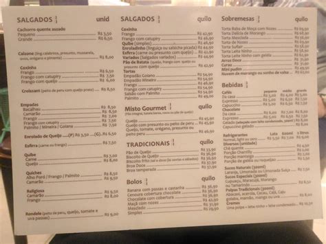 Menu em Casa de Biscoitos Mineiros restaurante Brasília Rua 33 Norte