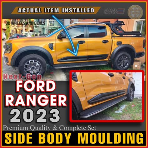 NEXT GEN FORD RANGER 2023 SIDE BODY MOULDING CLADDING In MATTE BLACK