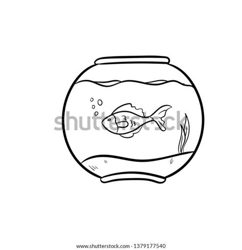 Fishbowl Hand Drawn Outline Doodle Stock Vector Royalty Free