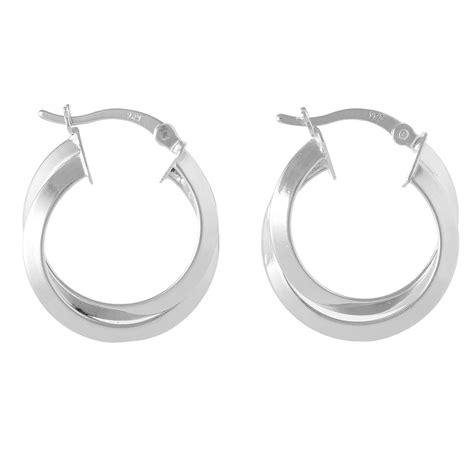 Se Sterling Silver Crossover Hoop Earrings W J Sutton