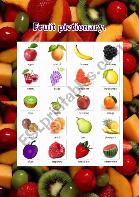 Fruit Pictionary Esl Worksheet By Pascy