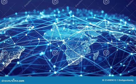 Interconnected World Map With Lines And Dots Stock Image Image Of