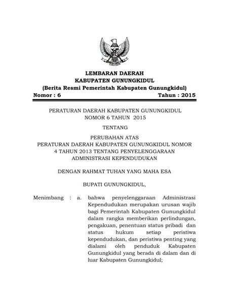 PDF LEMBARAN DAERAH KABUPATEN GUNUNGKIDUL Berita Yogyakarta Bpk Go