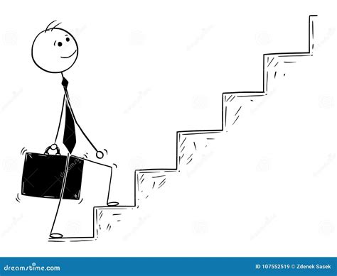 Conceptual Cartoon Of Businessman Walking Up Stairs Stock Vector