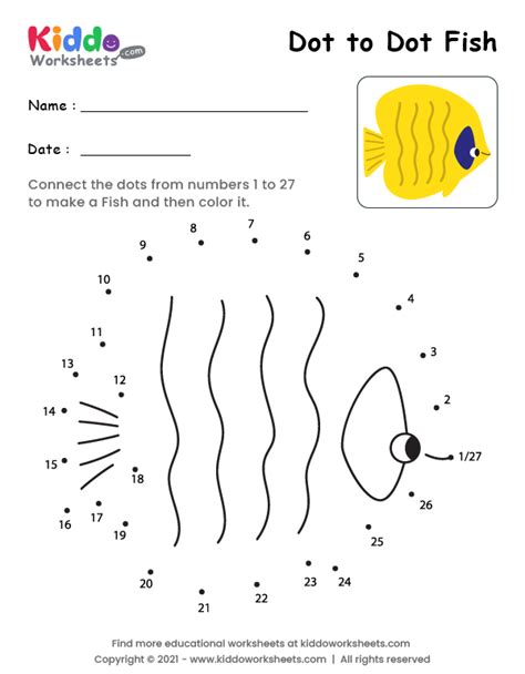 Free Printable Dot to Dot Fish Worksheet - kiddoworksheets Fish Activities, Learning Numbers ...