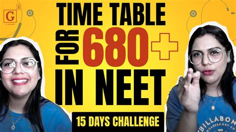 Time Table For In Neet Days Challenge Youtube