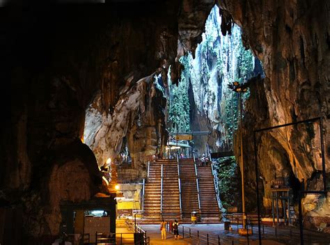 Batu Caves Kuala Lumpur Two Person Under Cave Architecture Built