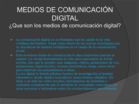 Medios De Comunicación Digital Ppt