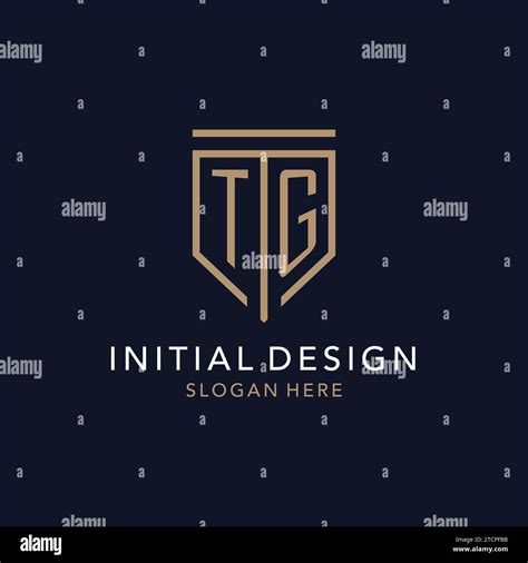 TG Initial Logo Monogram With Simple Luxury Shield Icon Design