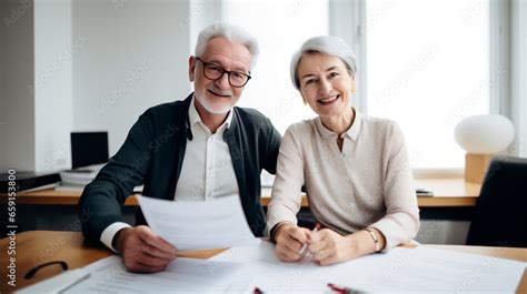 Couple De Personnes G Es Qui G Rent Des Documents Des Factures Stock