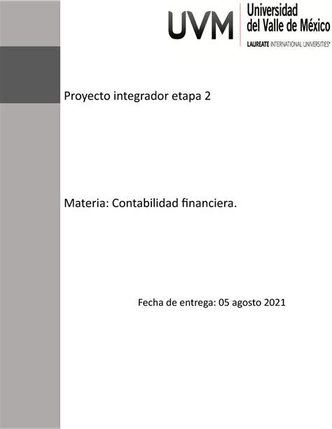 Proyecto Integrador Etapa Contabilidad Financiera Proyecto