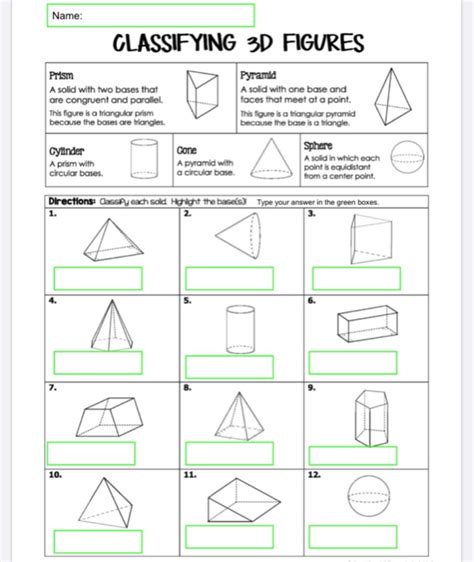 Solved Name Classifying 3d Figures Prism A Solid With Two